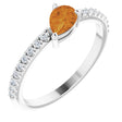 Platinum Pear Natural Citrine & Natural Diamond Stackable Accented Ring