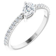 Platinum Pear Natural White Sapphire & Natural Diamond Stackable Accented Ring