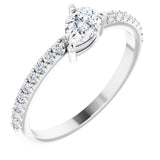 Platinum Pear Natural White Sapphire & Natural Diamond Stackable Accented Ring