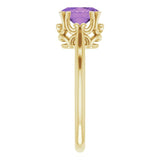 14K Gold Oval Natural Amethyst Solitaire Ring – 6-10mm Stones - Yellow Gold - view 4