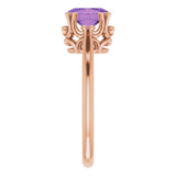 14K Gold Oval Natural Amethyst Solitaire Ring – 6-10mm Stones - Rose Gold - view 4
