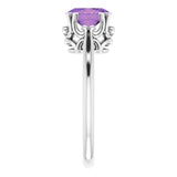 Platinum Oval Natural Amethyst Solitaire Ring – 6-10mm Stones - view 4
