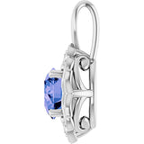 14K Gold Round Natural Tanzanite & Natural Diamond Accented Pendant - White Gold - view 3