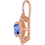14K Gold Round Natural Tanzanite & Natural Diamond Accented Pendant - Rose Gold - view 3