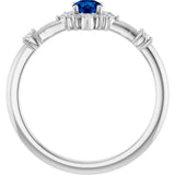 14K Gold Oval Lab-Grown Blue Sapphire Halo-Style Ring - White Gold - view 12
