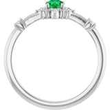 Platinum Oval Lab-Grown Emerald Halo-Style Ring - view 12