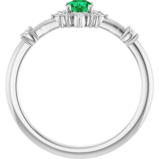 Platinum Oval Lab-Grown Emerald Halo-Style Ring - view 12