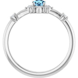 14K Gold Oval Natural Aquamarine Halo-Style Ring - White Gold - view 12