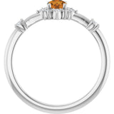 14K Gold Oval Natural Citrine Halo-Style Ring - White Gold - view 12