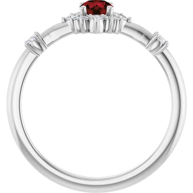 Platinum Oval Natural Mozambique Garnet Halo-Style Ring - view 12