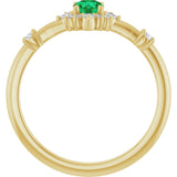 14K Gold Oval Lab-Grown Emerald Halo-Style Ring - Yellow Gold - view 12