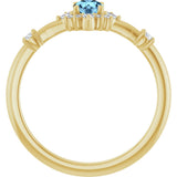 14K Gold Oval Natural Aquamarine Halo-Style Ring - Yellow Gold - view 12