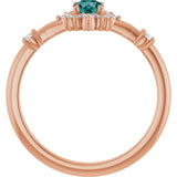 14K Gold Oval Lab-Grown Alexandrite Halo-Style Ring - Rose Gold - view 12