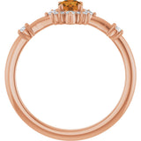 14K Gold Oval Natural Citrine Halo-Style Ring - Rose Gold - view 12