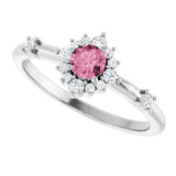 Platinum Oval Natural Pink Tourmaline Halo-Style Ring - view 15