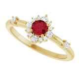 14K Gold Oval Natural Ruby Halo-Style Ring - Yellow Gold - view 15
