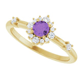 14K Gold Oval Natural Amethyst Halo-Style Ring - Yellow Gold - view 15