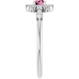 Platinum Oval Natural Pink Tourmaline Halo-Style Ring - view 14
