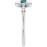 14K Gold Oval Lab-Grown Alexandrite Halo-Style Ring - White Gold - view 14
