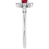 14K Gold Oval Natural Ruby Halo-Style Ring - White Gold - view 14