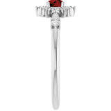 14K Gold Oval Natural Mozambique Garnet Halo-Style Ring - White Gold - view 14