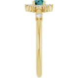 14K Gold Oval Lab-Grown Alexandrite Halo-Style Ring - Yellow Gold - view 14