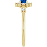 14K Gold Oval Natural Blue Sapphire Halo-Style Ring - Yellow Gold - view 14
