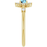 14K Gold Oval Natural Aquamarine Halo-Style Ring - Yellow Gold - view 14