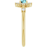14K Gold Oval Natural Blue Zircon Halo-Style Ring - Yellow Gold - view 14