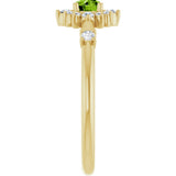 14K Gold Oval Natural Peridot Halo-Style Ring - Yellow Gold - view 14