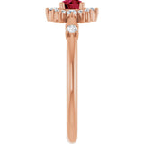 14K Gold Oval Natural Ruby Halo-Style Ring - Rose Gold - view 14