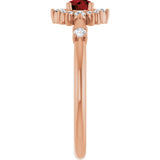 14K Gold Oval Natural Mozambique Garnet Halo-Style Ring - Rose Gold - view 14