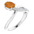 Platinum Oval Natural Citrine & Natural Diamond Accented Freeform Ring