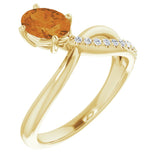 14K Gold Oval Natural Citrine & Natural Diamond Accented Freeform Ring - Yellow Gold