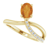 14K Gold Oval Natural Citrine & Natural Diamond Accented Freeform Ring - Yellow Gold - view 5