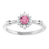 Platinum Oval Natural Pink Tourmaline Halo-Style Ring - view 13