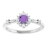 14K Gold Oval Natural Amethyst Halo-Style Ring - White Gold - view 13