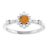 Platinum Oval Natural Citrine Halo-Style Ring - view 13