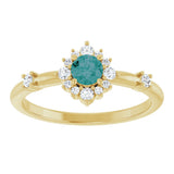 14K Gold Oval Lab-Grown Alexandrite Halo-Style Ring - Yellow Gold - view 13