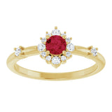 14K Gold Oval Natural Ruby Halo-Style Ring - Yellow Gold - view 13