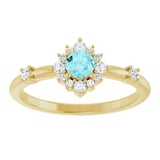 14K Gold Oval Natural Blue Zircon Halo-Style Ring - Yellow Gold - view 13