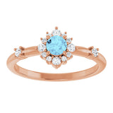 14K Gold Oval Natural Aquamarine Halo-Style Ring - Rose Gold - view 13