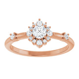 14K Gold Oval Natural White Sapphire Halo-Style Ring - Rose Gold - view 13