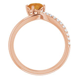 14K Gold Oval Natural Citrine & Natural Diamond Accented Freeform Ring - Rose Gold - view 2