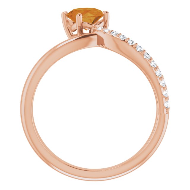 14K Gold Oval Natural Citrine & Natural Diamond Accented Freeform Ring - Rose Gold - view 2