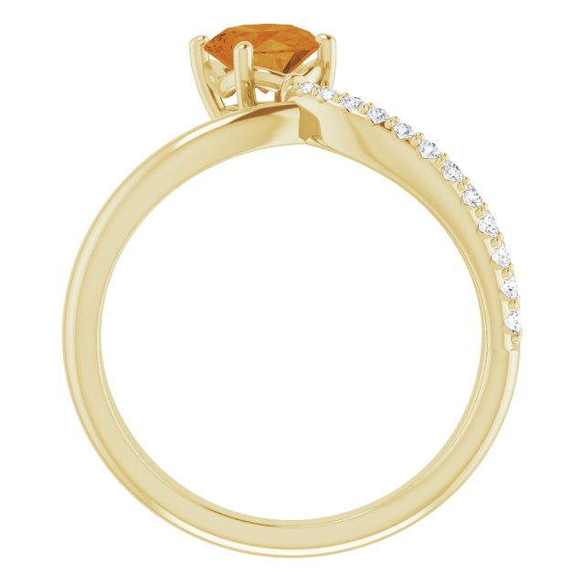 14K Gold Oval Natural Citrine & Natural Diamond Accented Freeform Ring - Yellow Gold - view 2