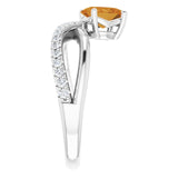 14K Gold Oval Natural Citrine & Natural Diamond Accented Freeform Ring - White Gold - view 4