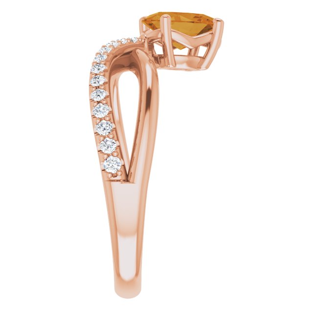 14K Gold Oval Natural Citrine & Natural Diamond Accented Freeform Ring - Rose Gold - view 4