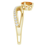 14K Gold Oval Natural Citrine & Natural Diamond Accented Freeform Ring - Yellow Gold - view 4