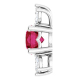 14K Gold Round Lab-Grown Ruby & Natural Diamond Accented Necklace or Pendant - White Gold - view 3